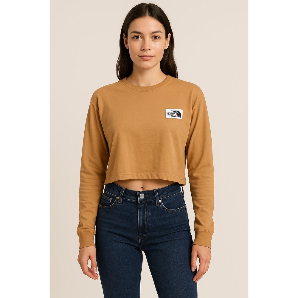 The North Face Women’s Cropped Long Sleeve Tee – Camel Brown – Size L
